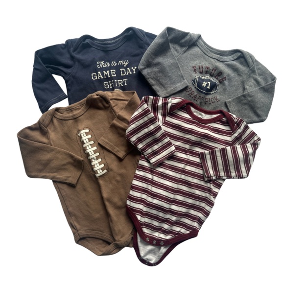 HB Other - HB Baby Boy Football Theme Onesies Lot of 4